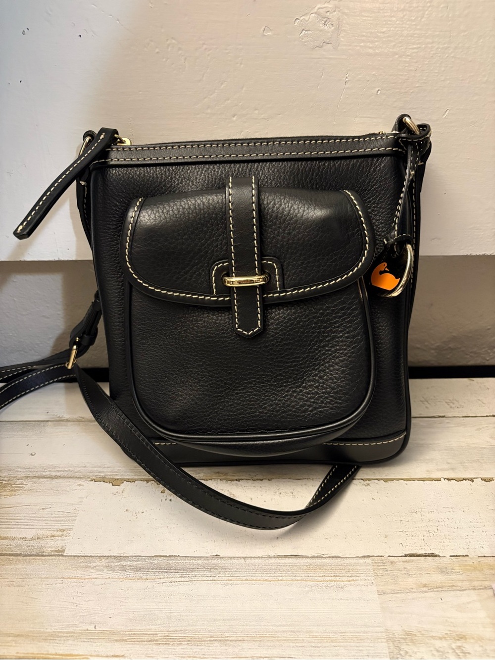 Dooney&Bourke NWOT Black Pebbled Leather Crossbody Flap Bag